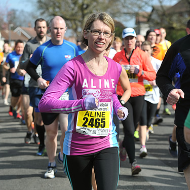 Aline running the Wilmslow half