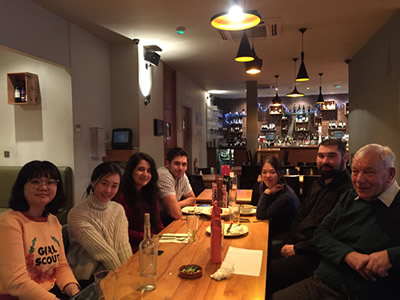 Tom and his group out for a meal