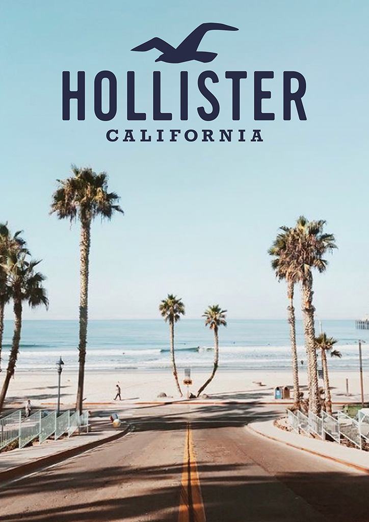 Hollister California written on a photo of a californian beach