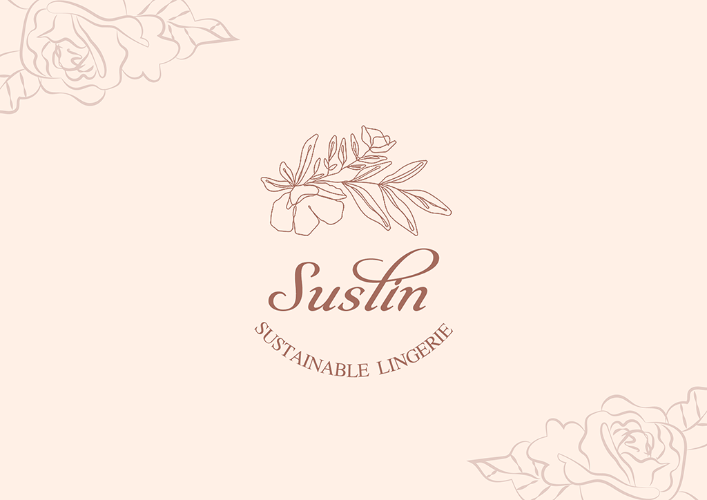 Suslin logo with 'Sustainable lingerie' written underneath and line drawings of roses