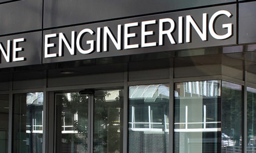Entrance to the Graphene Engineering Innovation Centre (GEIC) at The University of Manchester