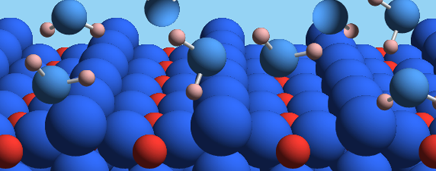 Water molecules interacting with a single crystal titanium dioxide surface