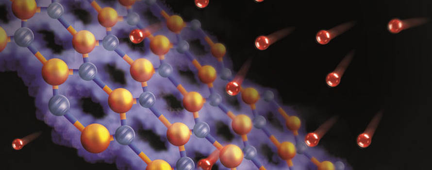 A visualisation of protons passing through a single sheet of graphene