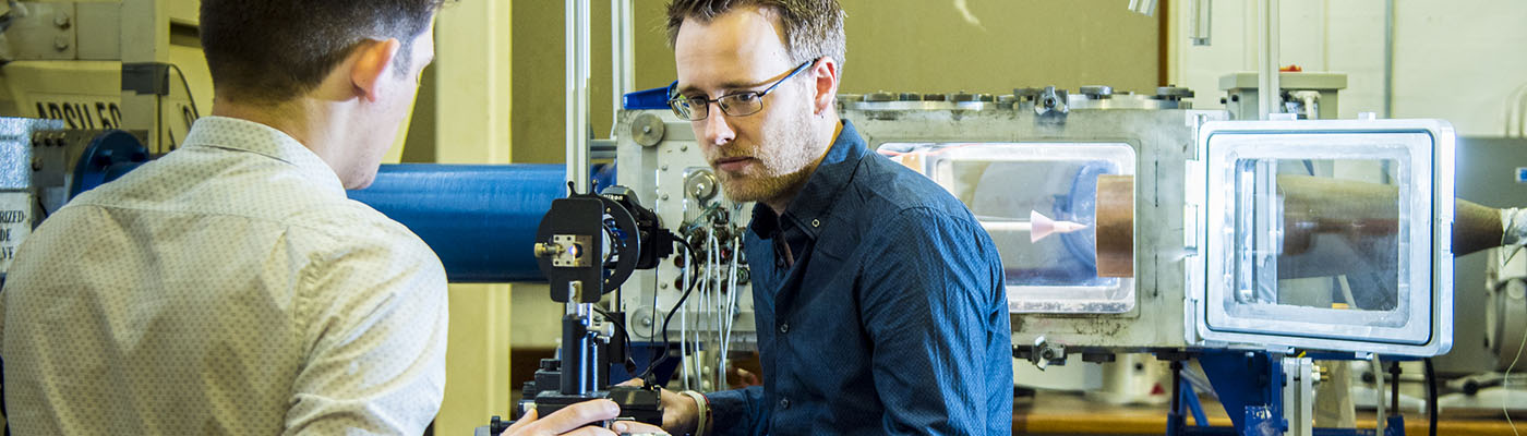 Aerospace engineering lecturer Mark Quinn operating wind tunnels in MACE