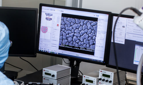 Researcher preparing graphene sample