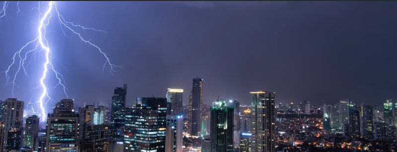 lightning over city