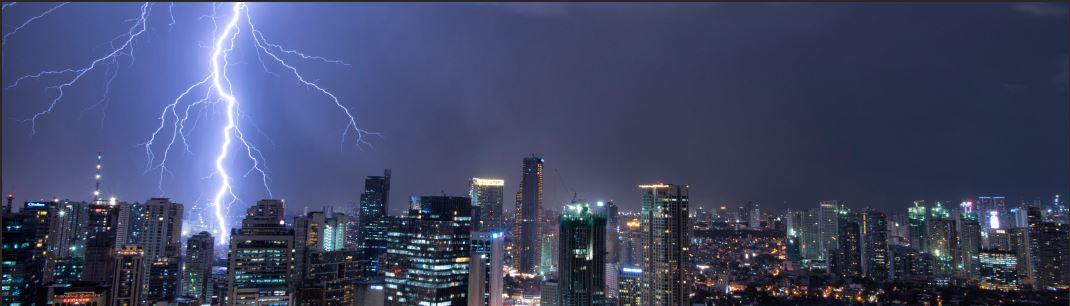 lightning over city