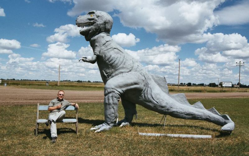 Phil Manning and a T-rex