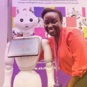 Woman and robot