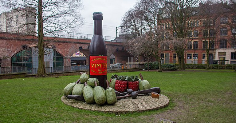 Vimto bottle statue