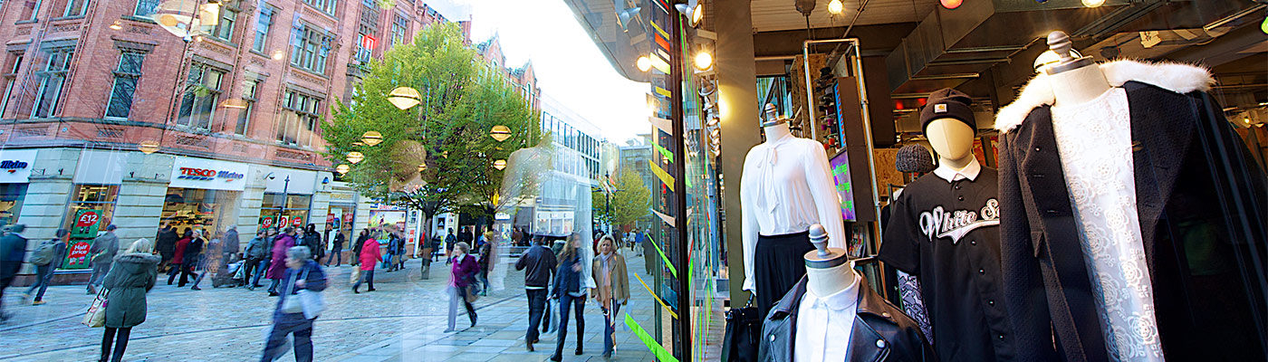 Manchester high street and shop window