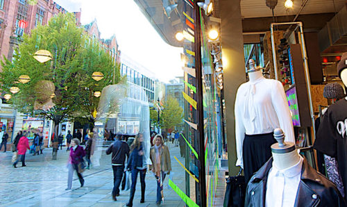 Manchester high street and shop window