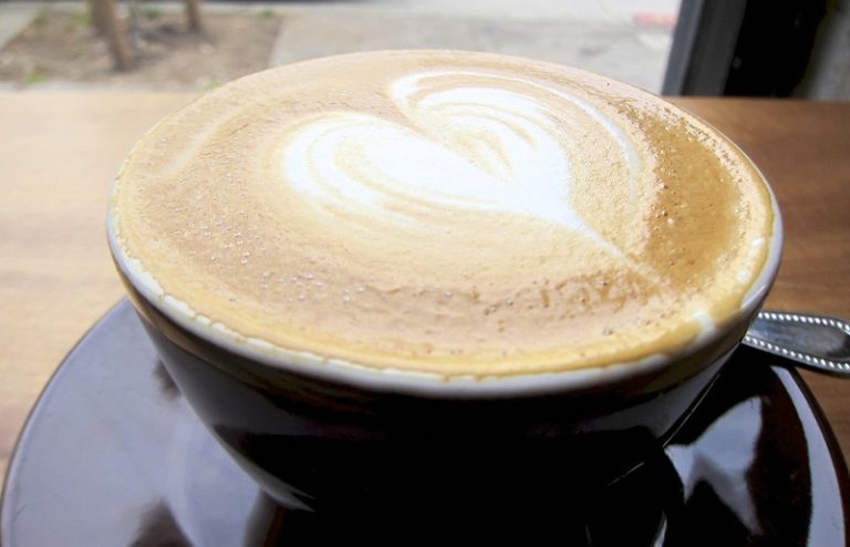 Coffee with heart in foam