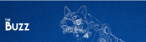 Wolf robot design with The Buzz logo