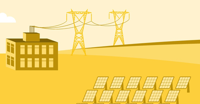 Illustration of green energy with solar panels