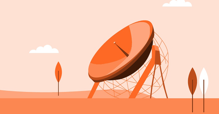 Illustration of a radio telescope