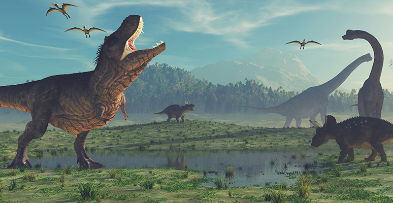 Artist depiction of dinosaurs