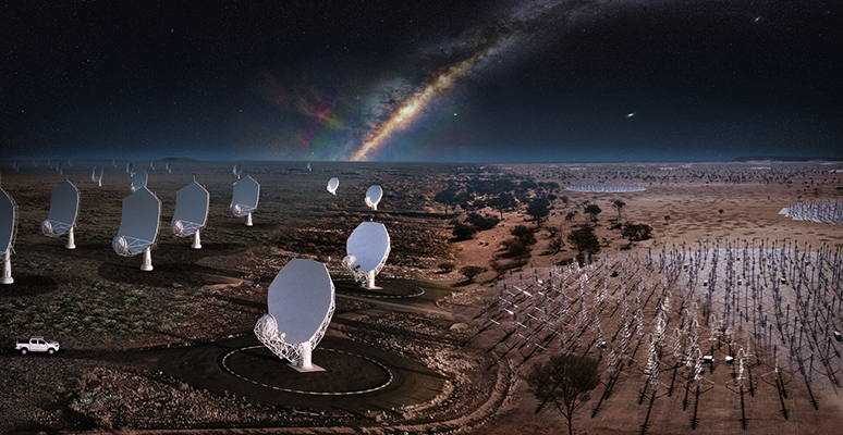 Artist's impression of the SKA at night