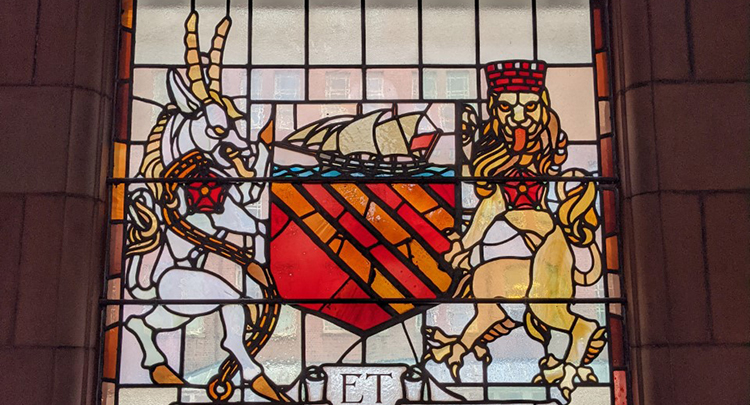 Manchester coat of arms window
