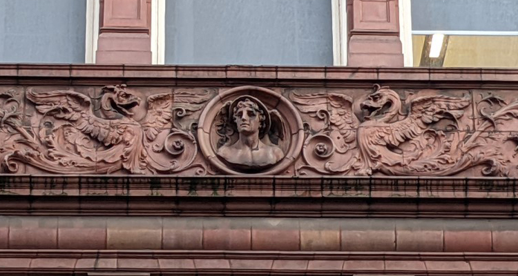 Carved griffins on Sackville Street Building