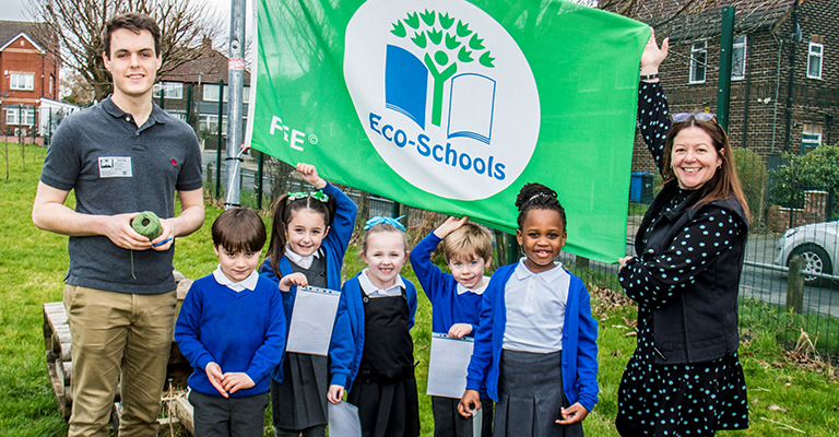 Link scientist Dan Blight and pupils at St Mary's RC Primary School.