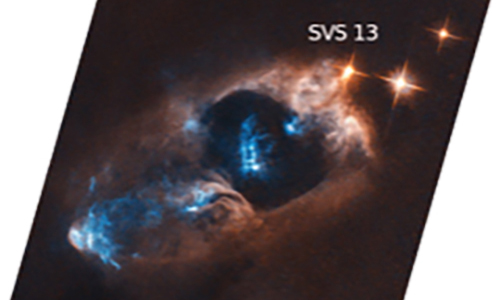 Binary star system, as pictured by the Hubble Space Telescope
