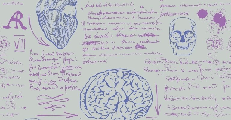 Science and anatomical sketches and word passages.