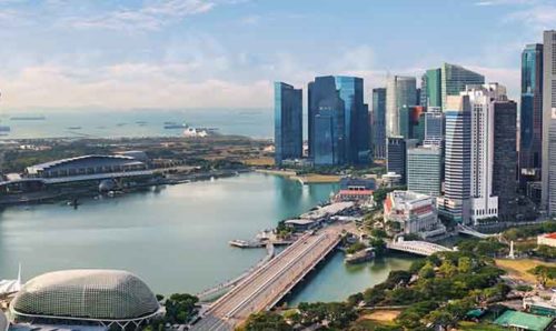 Aerial view of Singapore skyline