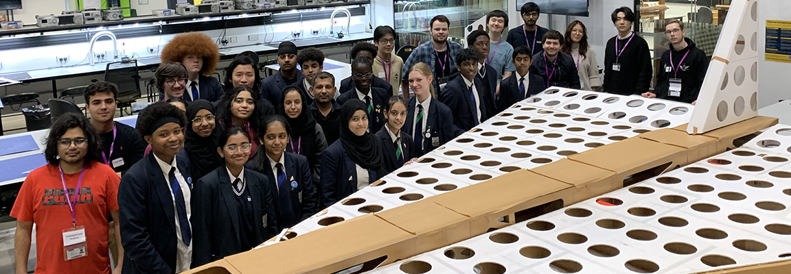 School children with their constructed foamboard aircraft