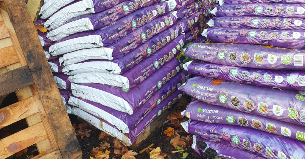 Bags of stacked soil donated to Collyhurst Nursery