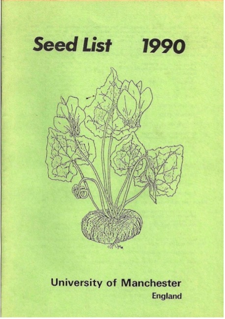 One of the final seed lists(cover from 1990)- Image from The Firs archive