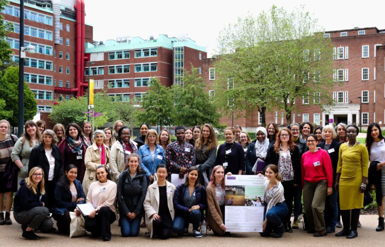 Delegates outside the university buildings