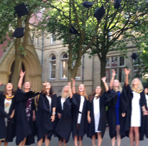 Charlotte and friends at graduation earlier this year. 