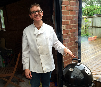 Chris cooking at his barbecue