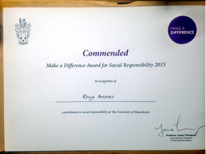 A nice piece of evidence of just how much great work Rhys has done here at the Uni!