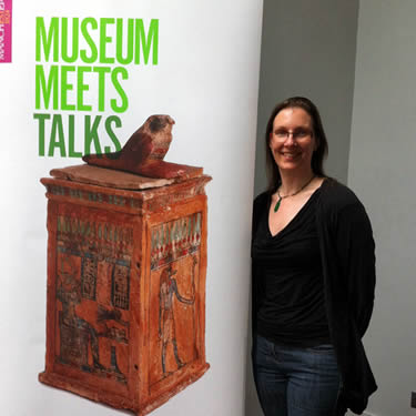 Sarah-Jane before a talk at the Manchester Museum