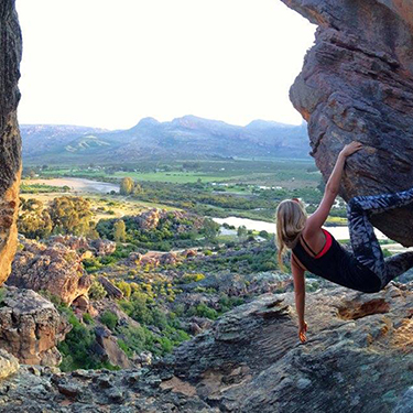 An amazing shot of Lara climbing